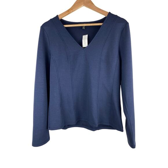 Banana Republic Tops - NWT Banana Republic Women's Size L Preppy Navy Long Sleeve Fitted Scuba Top $60